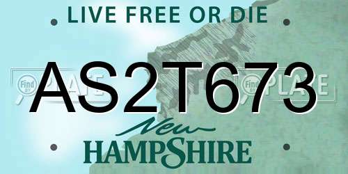 AS2T673 New Hampshire License Plate