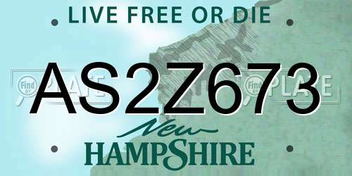 AS2Z673 New Hampshire License Plate
