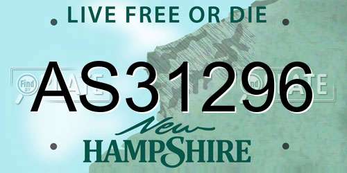 AS31296 New Hampshire License Plate