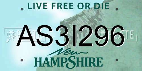 AS3I296 New Hampshire License Plate