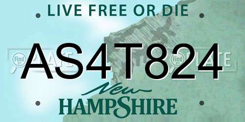 AS4T824 New Hampshire License Plate