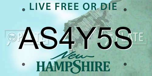 AS4Y5S New Hampshire License Plate