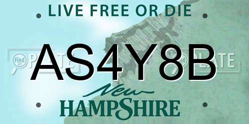 AS4Y8B New Hampshire License Plate