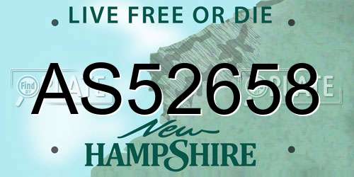 AS52658 New Hampshire License Plate