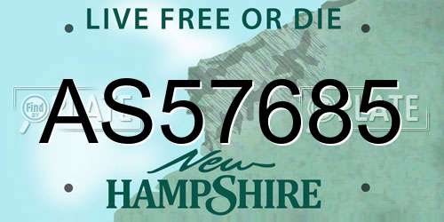 AS57685 New Hampshire License Plate
