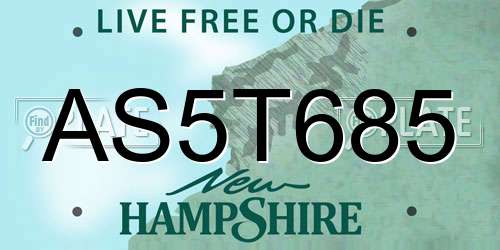 AS5T685 New Hampshire License Plate