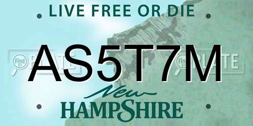 AS5T7M New Hampshire License Plate