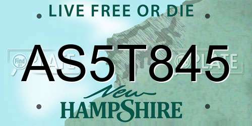 AS5T845 New Hampshire License Plate