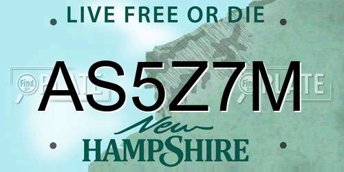 AS5Z7M New Hampshire License Plate