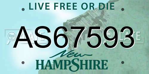 AS67593 New Hampshire License Plate
