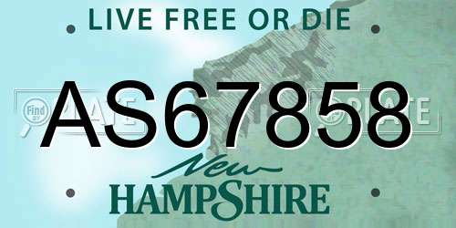 AS67858 New Hampshire License Plate