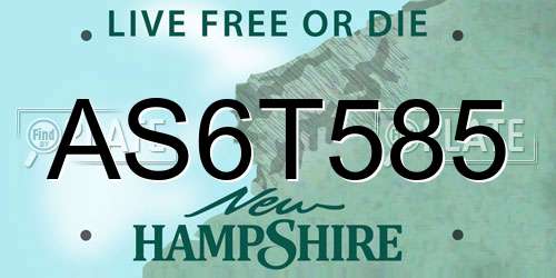 AS6T585 New Hampshire License Plate