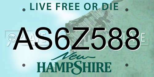 AS6Z588 New Hampshire License Plate