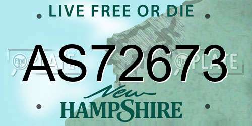 AS72673 New Hampshire License Plate