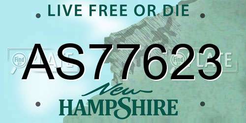 AS77623 New Hampshire License Plate