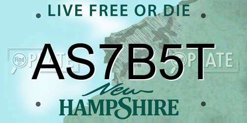 AS7B5T New Hampshire License Plate