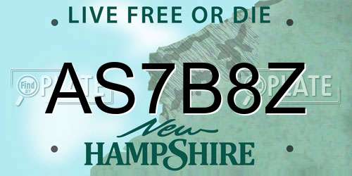 AS7B8Z New Hampshire License Plate