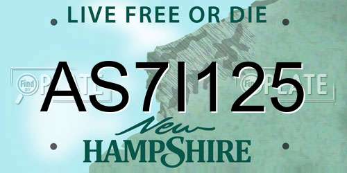 AS7I125 New Hampshire License Plate