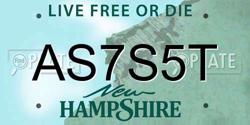 AS7S5T New Hampshire License Plate