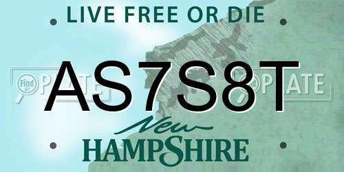AS7S8T New Hampshire License Plate
