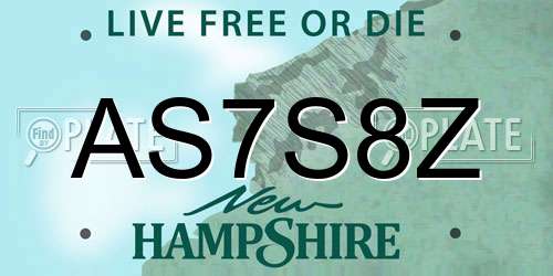 AS7S8Z New Hampshire License Plate