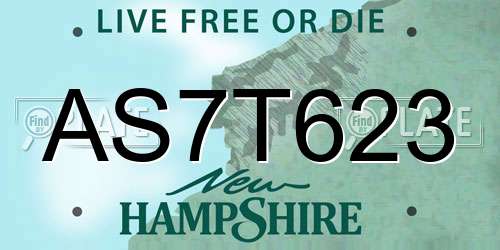 AS7T623 New Hampshire License Plate