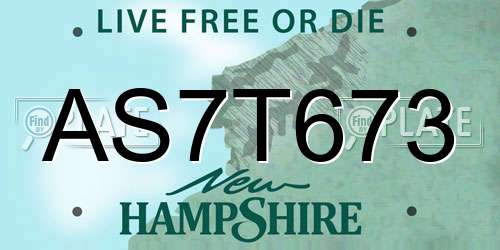 AS7T673 New Hampshire License Plate