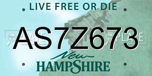 AS7Z673 New Hampshire License Plate