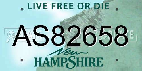 AS82658 New Hampshire License Plate