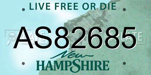 AS82685 New Hampshire License Plate