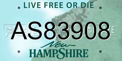 AS83908 New Hampshire License Plate