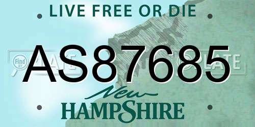 AS87685 New Hampshire License Plate