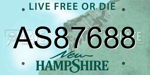 AS87688 New Hampshire License Plate