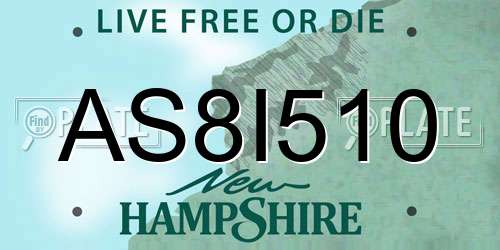 AS8I510 New Hampshire License Plate