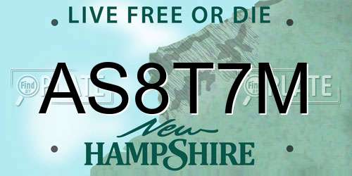 AS8T7M New Hampshire License Plate