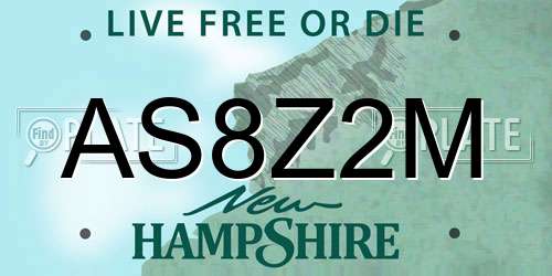 AS8Z2M New Hampshire License Plate