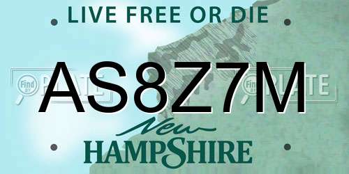 AS8Z7M New Hampshire License Plate