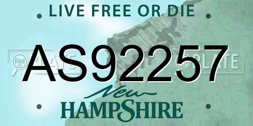 AS92257 New Hampshire License Plate