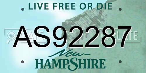 AS92287 New Hampshire License Plate