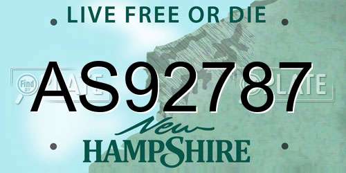 AS92787 New Hampshire License Plate
