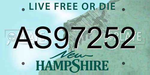 AS97252 New Hampshire License Plate