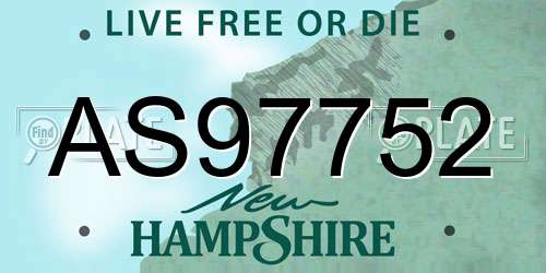 AS97752 New Hampshire License Plate