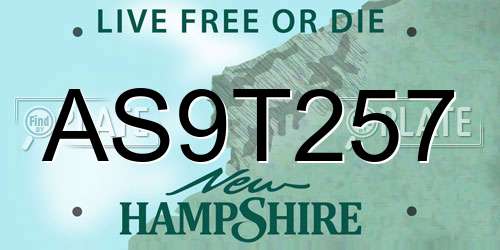 AS9T257 New Hampshire License Plate
