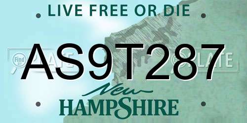 AS9T287 New Hampshire License Plate
