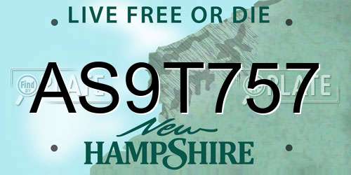 AS9T757 New Hampshire License Plate