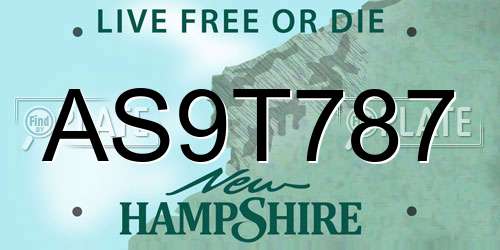 AS9T787 New Hampshire License Plate
