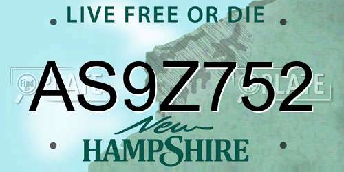 AS9Z752 New Hampshire License Plate