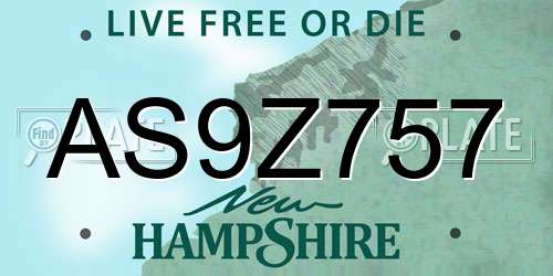 AS9Z757 New Hampshire License Plate