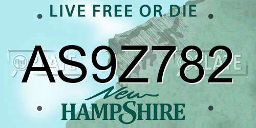 AS9Z782 New Hampshire License Plate
