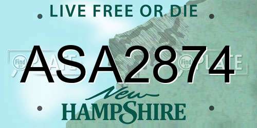 ASA2874 New Hampshire License Plate
